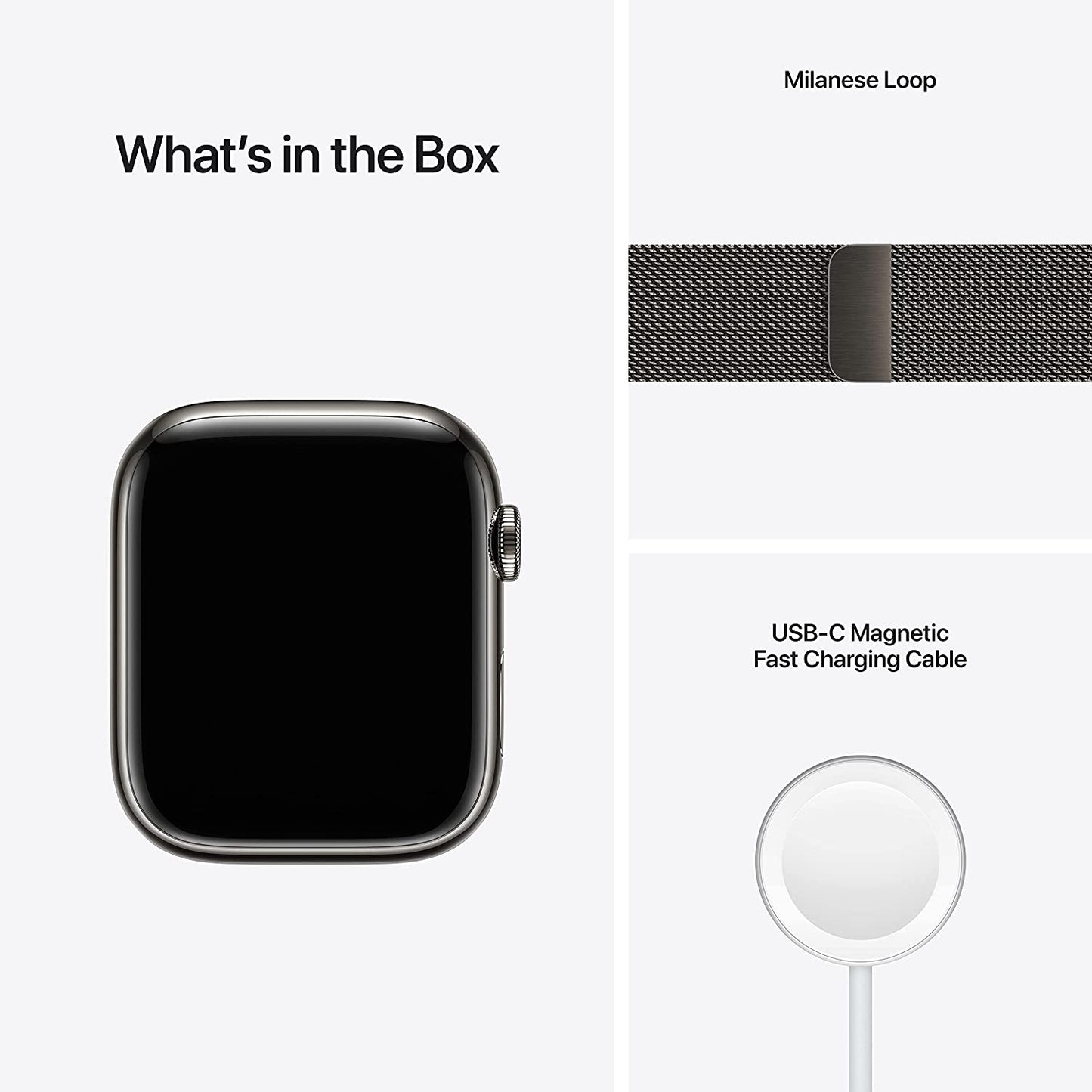 (Open Box) Apple Watch Series 7 GPS + Cellular, 41mm Graphite Stainless Steel Case with Graphite Milanese Loop