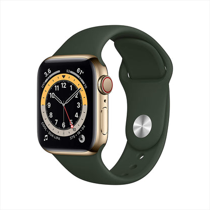 Apple Watch Series 6 GPS + Cellular 40mm Gold Stainless Steel w Cyprus Green Sport Band