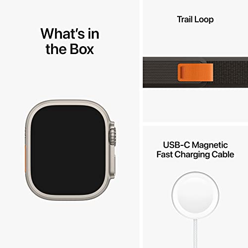 Apple Watch Ultra GPS + Cellular, 49mm Titanium Case w Black/Gray Trail Loop - S/M (2022)