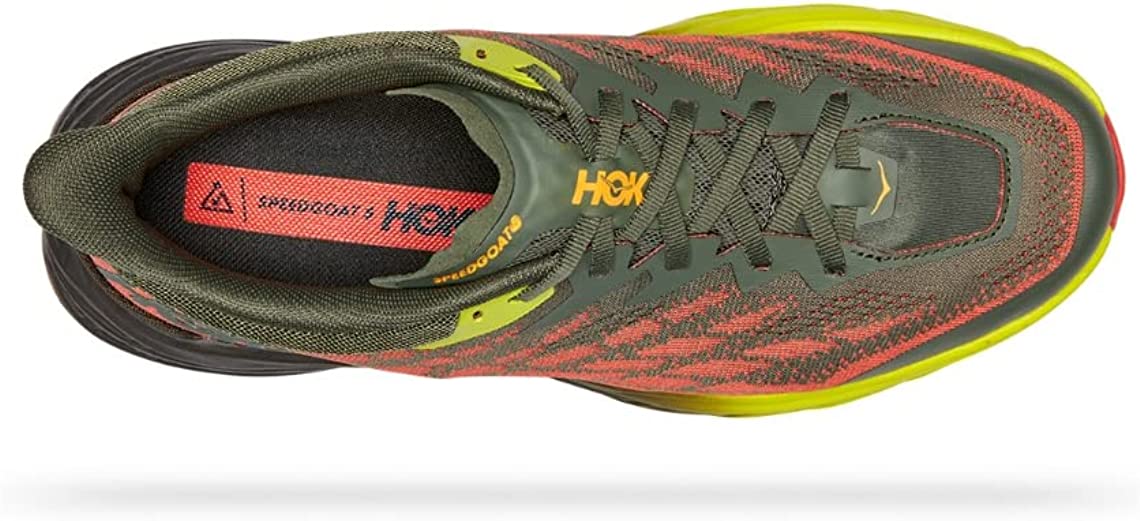 Hoka Speedgoat 5 Men's Trail Running Shoe -Thyme / Fiesta - Size 8.5