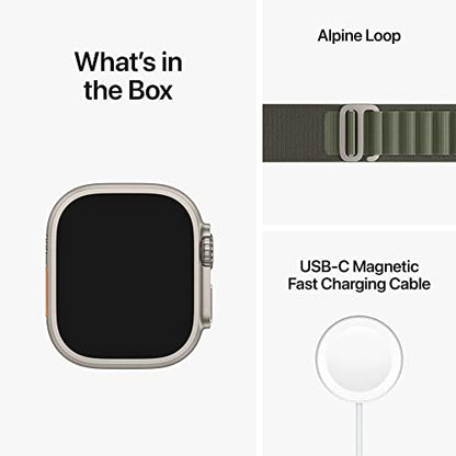 Apple Watch Ultra GPS + Cellular, 49mm Titanium Case w Green Alpine Loop - Large (2022)