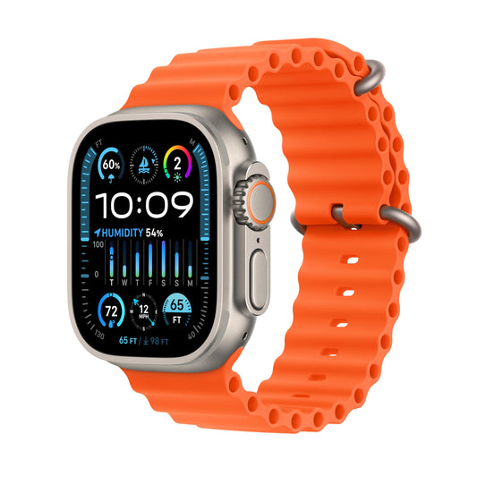 Apple Watch Ultra 2 GPS + Cellular, 49mm Titanium Case with Orange Ocean Band - MREH3LL/A