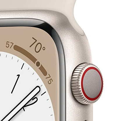 Apple Watch Series 8 GPS + Cellular 45mm Starlight Aluminum Case w Starlight Sport Band - M/L (2022)