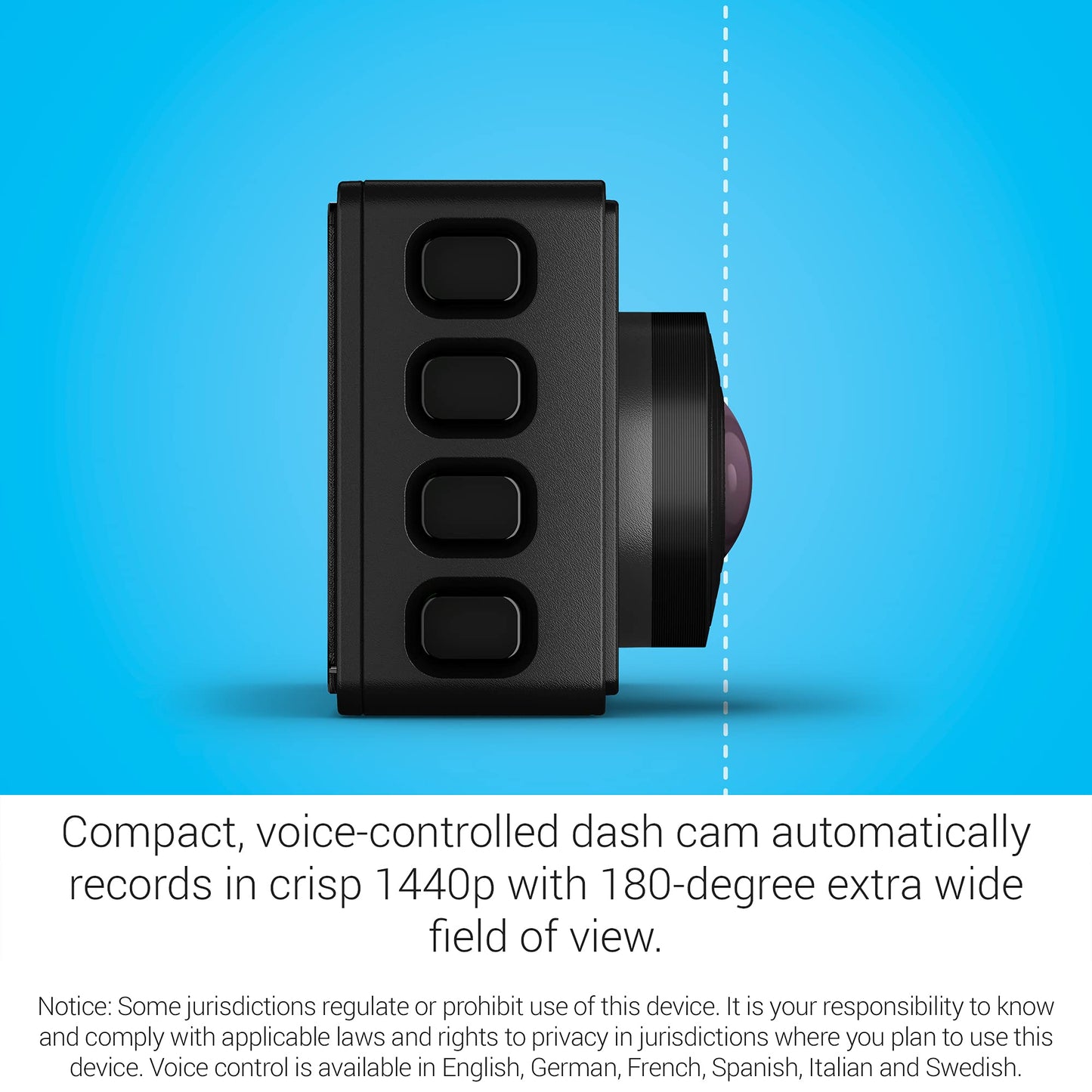 Garmin 010-02505-05 Dash Cam 67W, 1440p and extra-wide 180-degree FOV, Includes Memory Card