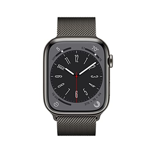 Apple Watch Series 8 GPS + Cellular 45mm Graphite Stainless Steel Case w Graphite Milanese Loop (2022)