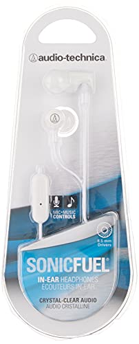 Audio-Technica ATH-CLR100iSWH SonicFuel In-Ear Headphones with In-Line Mic & Control, White