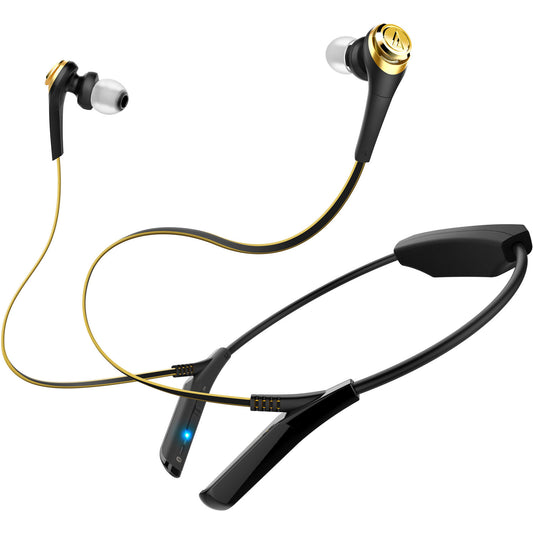 Audio-Technica ATH-CKS550BT Solid Bass Wireless In-Ear Headphones, Black/Gold