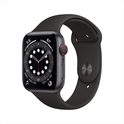 Apple Watch Series 6 GPS + Cellular 44mm Space Gray Aluminum w Black Sport Band