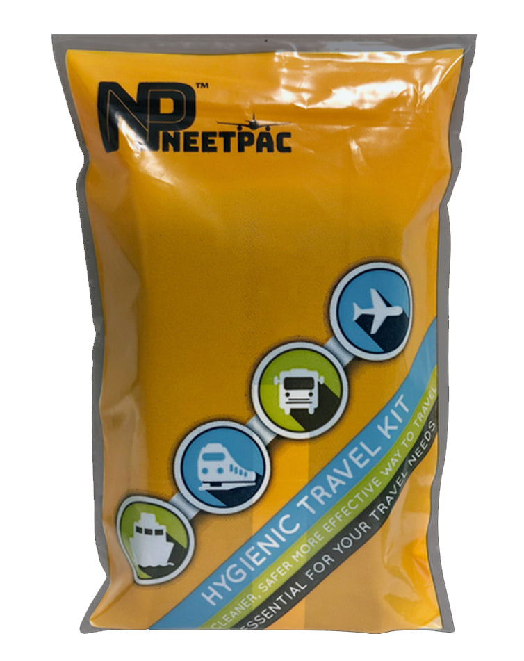 Neetpac Hygienic Airplane Travel Kit - Face Mask, Tray & Headrest Cover, and Wipes