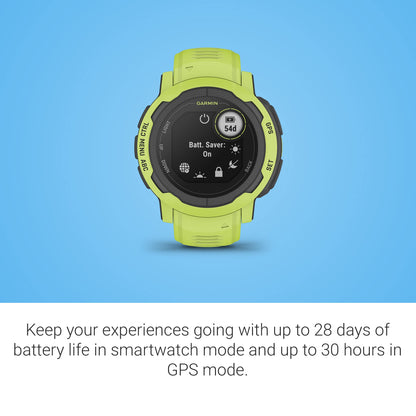 Garmin Instinct 2, Rugged GPS Outdoor Watch, Multi-GNSS Support, Tracback Routing, Electric Lime