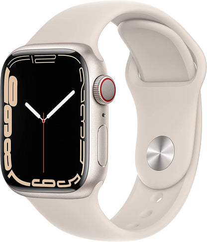 (Open Box) Apple Watch Series 7 GPS + Cellular, 41mm Starlight Aluminum Case with Starlight Sport Band