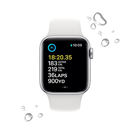 Apple Watch SE GPS 40mm Silver Aluminum Case w White Sport Band - S/M (2022)