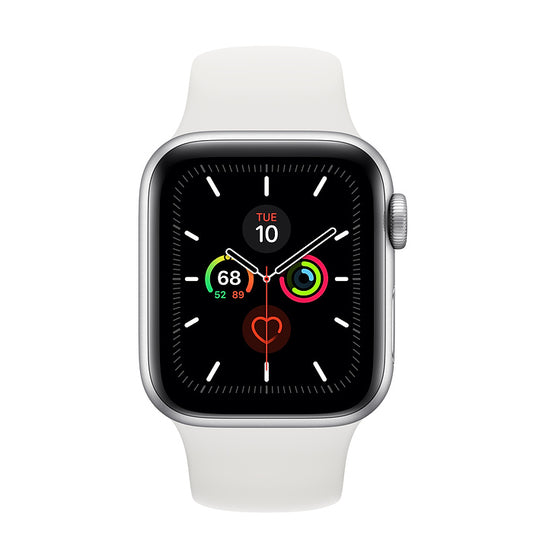 (Open Box) Apple Watch Series 5 GPS, 40mm Silver Aluminum Case with White Sport Band - MWV62LL/A