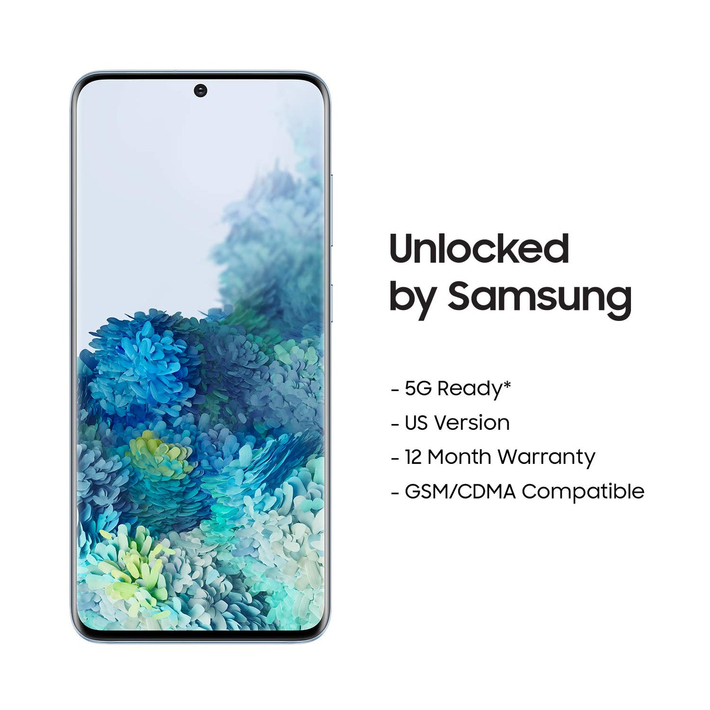 Samsung Galaxy S20 Unlocked USA 5G Cell Phone - 6.2-in 128GB Blue