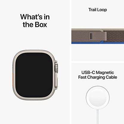 Apple Watch Ultra GPS + Cellular, 49mm Titanium Case w Blue/Gray Trail Loop - S/M (2022)