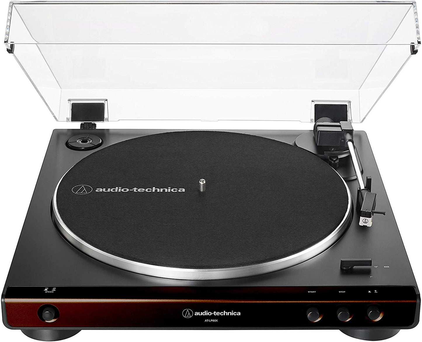 Audio Technica AT-LP60X Fully Automatic Belt-Drive Stereo Turntable, Brown & Black