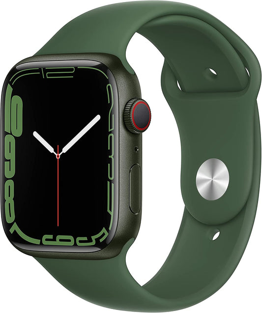 (Open Box) Apple Watch Series 7 GPS + Cellular, 45mm Green Aluminum Case with Clover Sport Band