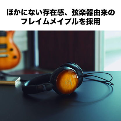 Audio-Technica ATH-WP900 Over-Ear High-Resolution Headphones, Flame Maple/Black, Adjustable