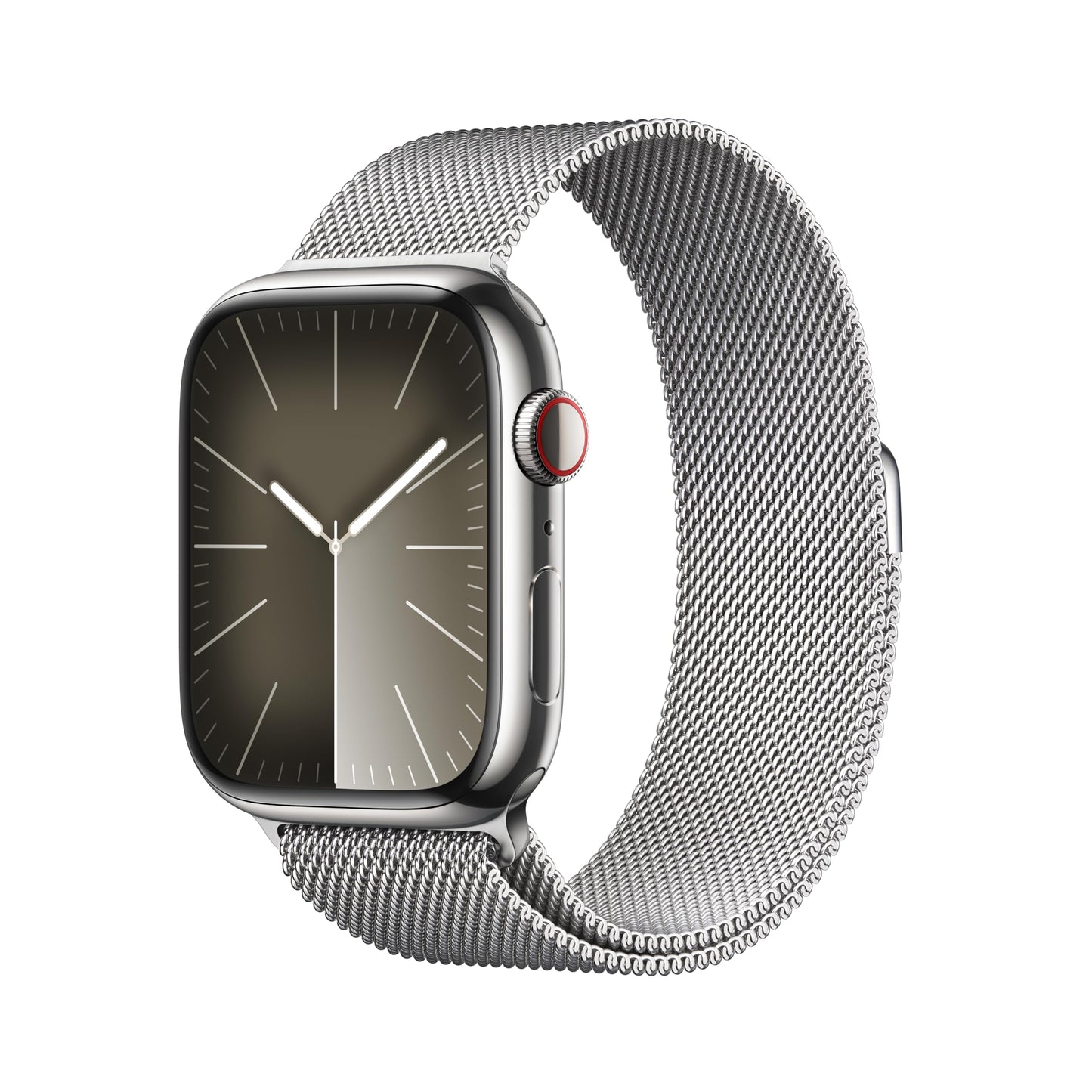 Apple Watch Series 9 GPS + Cellular 45mm Silver Stainless Steel Case with Silver Milanese Loop (2023)