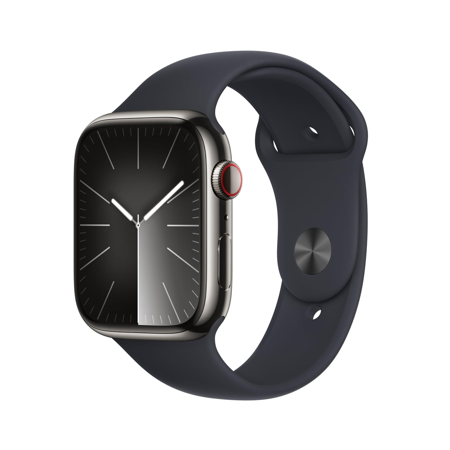 Apple Watch Series 9 GPS + Cellular 45mm Graphite Stainless Steel Case with Midnight Sport Band - S/M (2023)