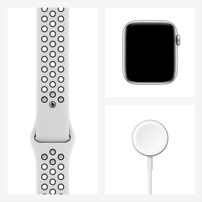 Apple Watch Nike SE GPS, 44mm Silver Aluminum with Pure Platinum/Black Nike Sport Band
