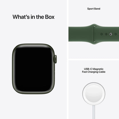 (Open Box) Apple Watch Series 7 GPS + Cellular, 45mm Green Aluminum Case with Clover Sport Band