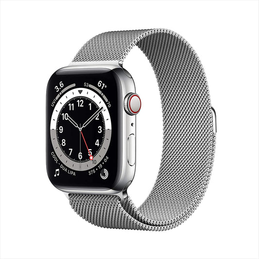 Apple Watch Series 6 GPS + Cellular 44mm Silver Stainless Steel w Silver Milanese Loop