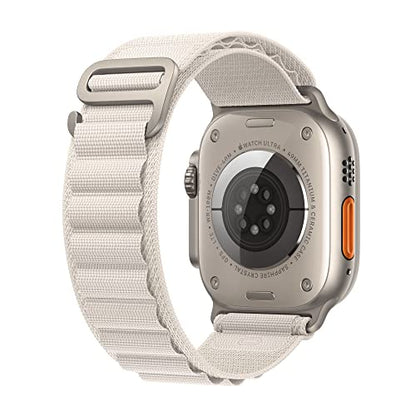 Apple Watch Ultra GPS + Cellular, 49mm Titanium Case w Starlight Alpine Loop - Large (2022)