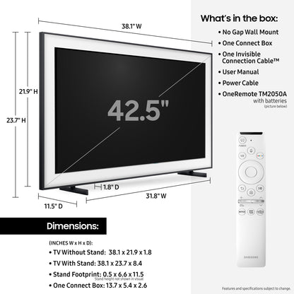 Samsung 43-in The Frame QLED 4K UHD HDR Smart TV QN43LS03TAFXZA (2020)