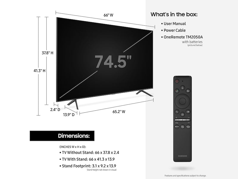 Samsung 75-in Q60T QLED 4K UHD HDR Smart TV QN75Q60TAFXZA (2020)