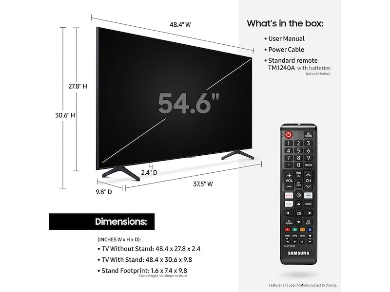 Samsung 55-in TU7000 Crystal UHD 4K Smart TV UN55TU7000FXZA (2020)