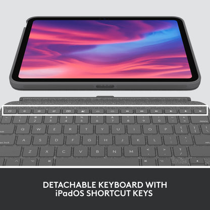 Logitech Combo Touch Detachable Keyboard Case for Apple iPad 10th Gen - Oxford Grey