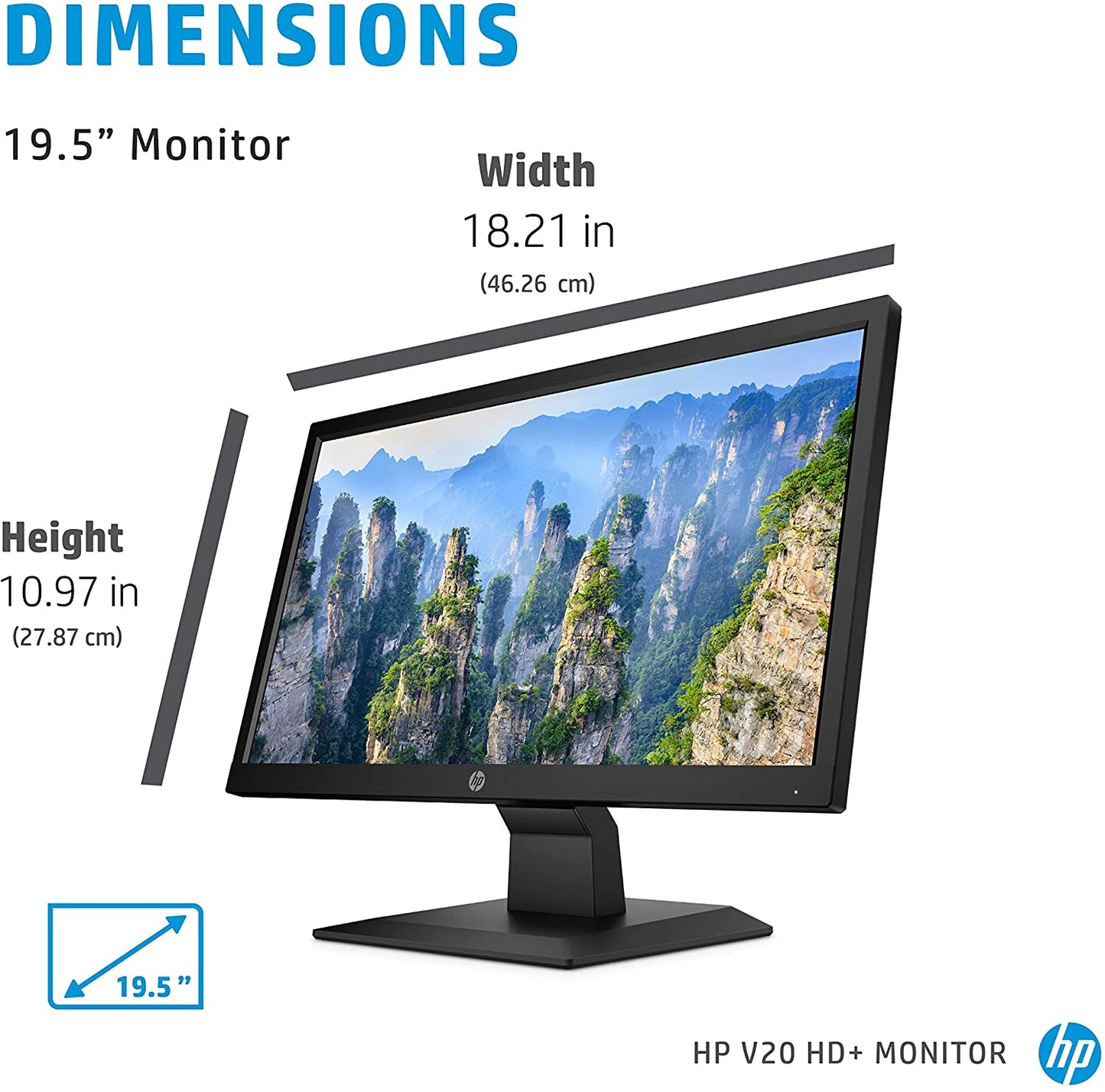 HP V20 HD+ 19.5-inch LED Computer Monitor - Low Blue Light
