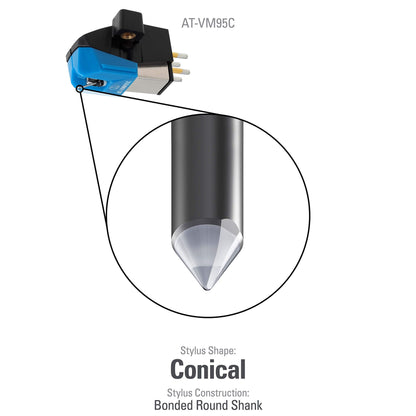 Audio-Technica AT-VM95C Dual Moving Magnet Turntable Cartridge Blue