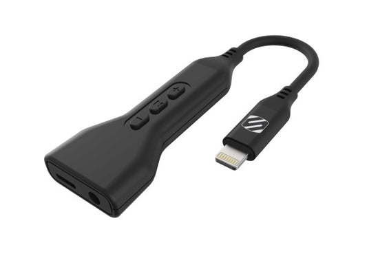 SCOSCHE I3AAP StrikeLine Apple Certified Lightning Headphone Adapter with Charge Port - Black