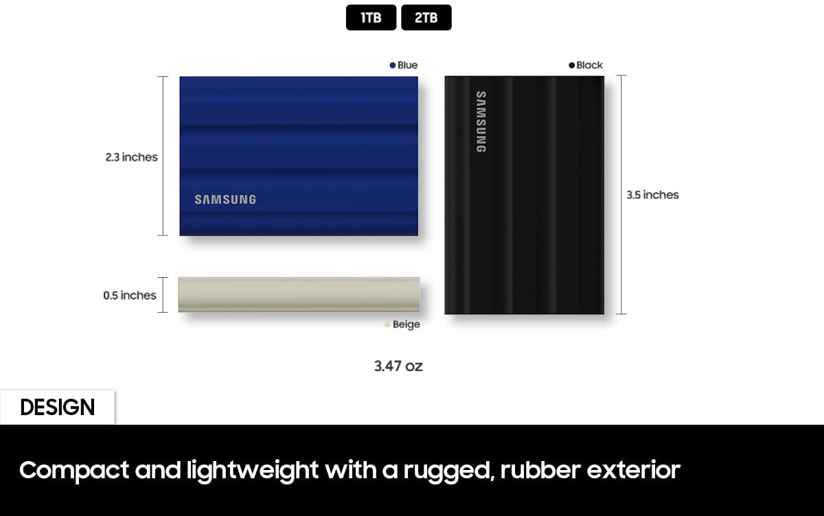 Samsung T7 Shield Water Resistant SSD Portable Hard Drive 2TB - Black
