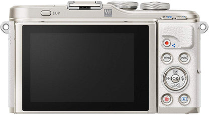 Olympus PEN E-PL10 White Camera Body with Silver M.Zuiko 14-42mm F3.5-5.6 EZ Lens, Case, Cloth & SD