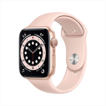 (Open Box) Apple Watch Series 6 GPS, 44mm Gold Aluminum Case w Pink Sand Sport Band