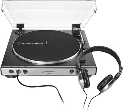 Audio Technica AT-LP60XHP-GM Fully Automatic Belt-Drive Stereo Turntable with Headphones, Gunmetal & Black