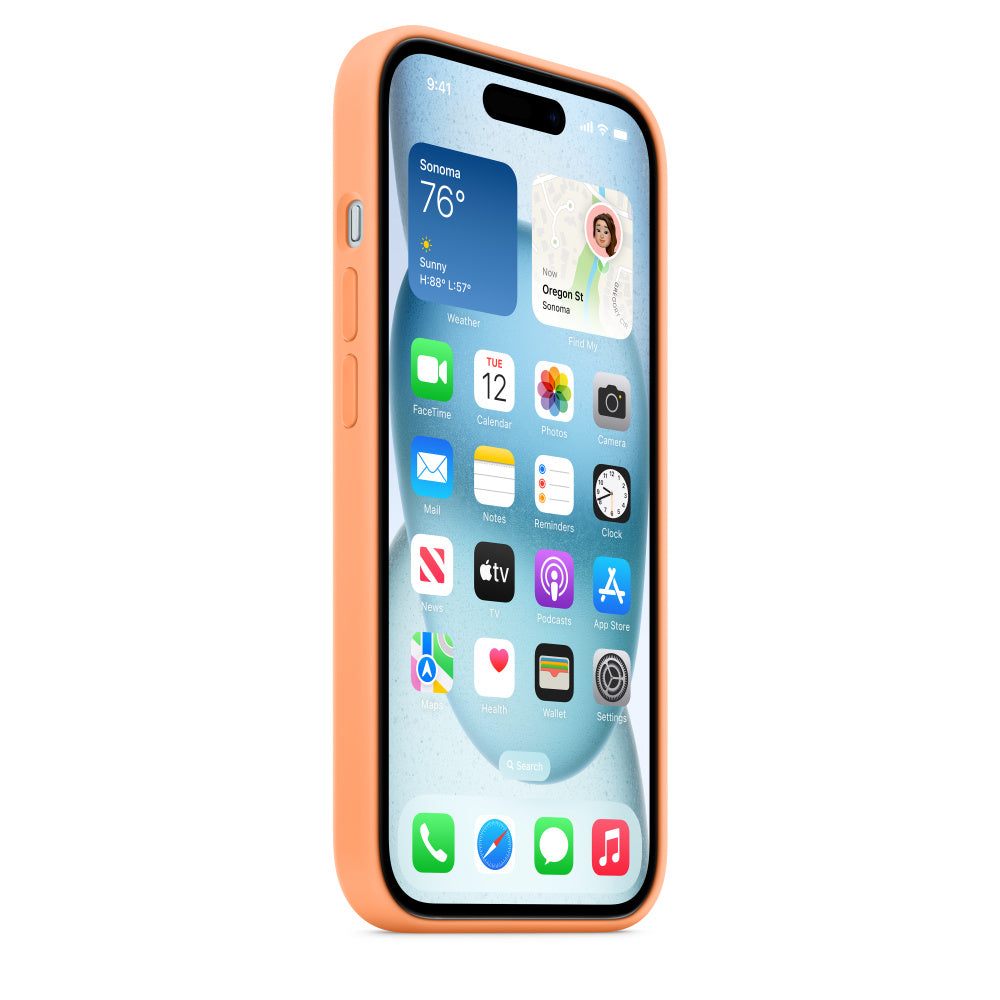 Apple iPhone 15 Silicone Case with MagSafe - Orange Sorbet - MT0W3ZM/A