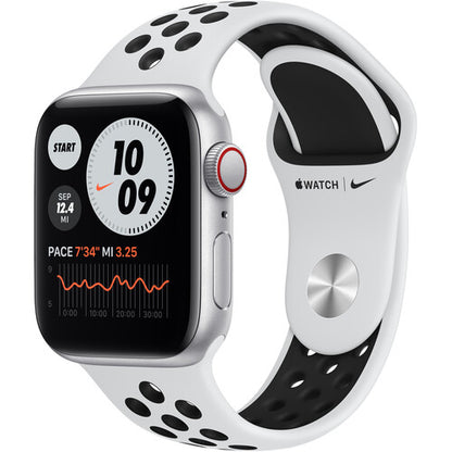 Apple Watch Nike SE GPS + Cellular, 40mm Silver Aluminum with Pure Platinum/Black Nike Sport Band