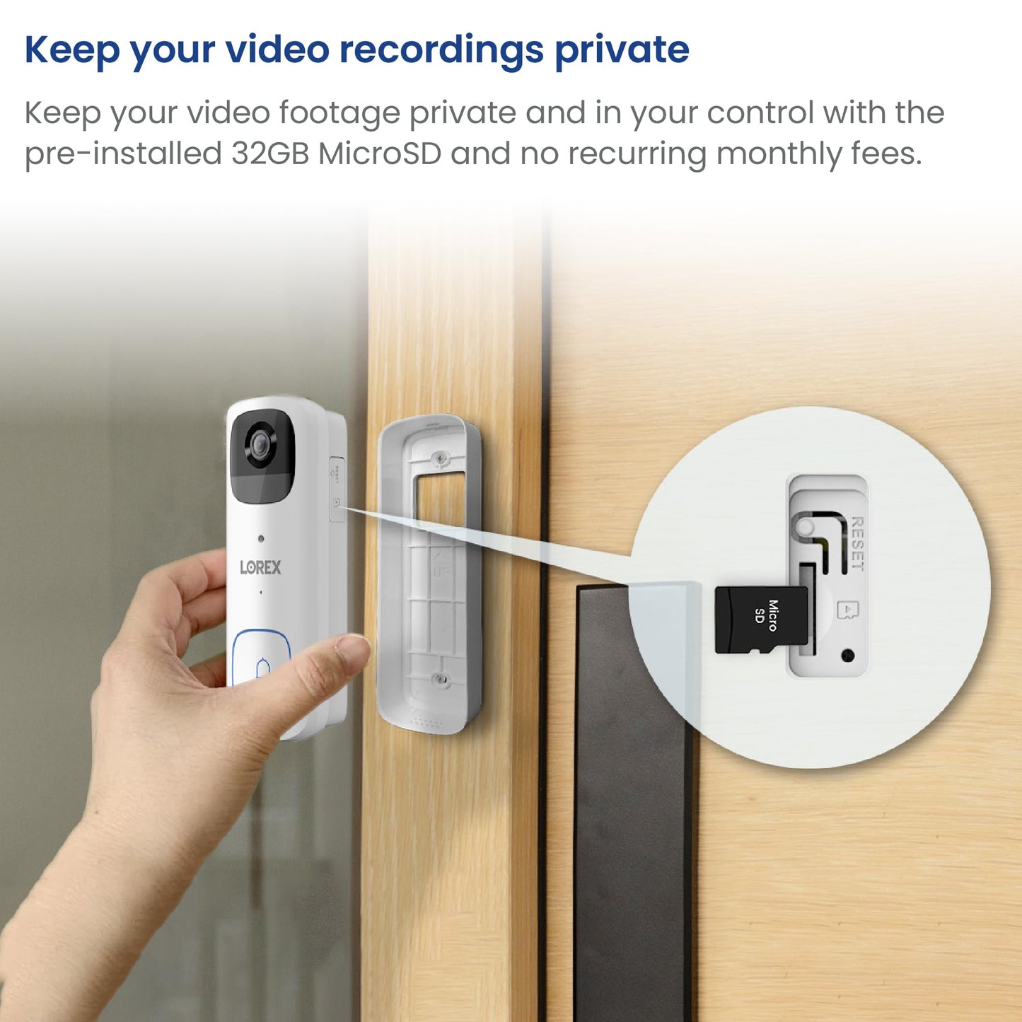 Lorex 2K Wi-Fi Video Doorbell (Battery-Operated, 32GB) White