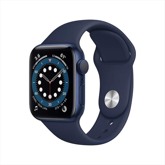 Apple Watch Series 6 GPS, 40mm Blue Aluminum Case w Deep Navy Sport Band