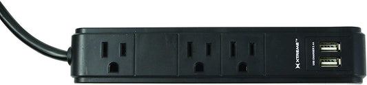 Xtreme Cables 3 Outlet Power Strip w/ 2 USB Ports, Black