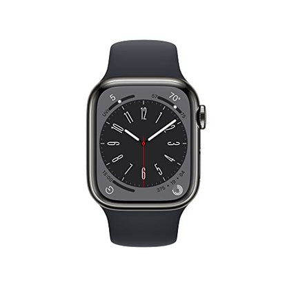 Apple Watch Series 8 GPS + Cellular 41mm Graphite Stainless Steel Case w Midnight Sport Band - S/M (2022)