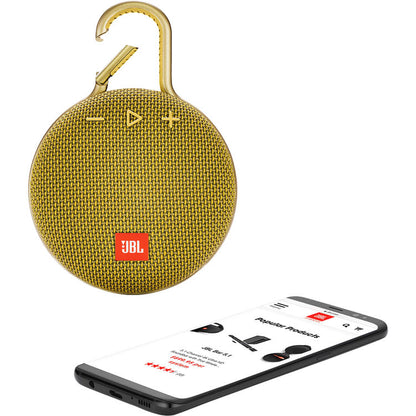 JBL Clip 3 Portable Waterproof Wireless Bluetooth Speaker, Mustard Yellow