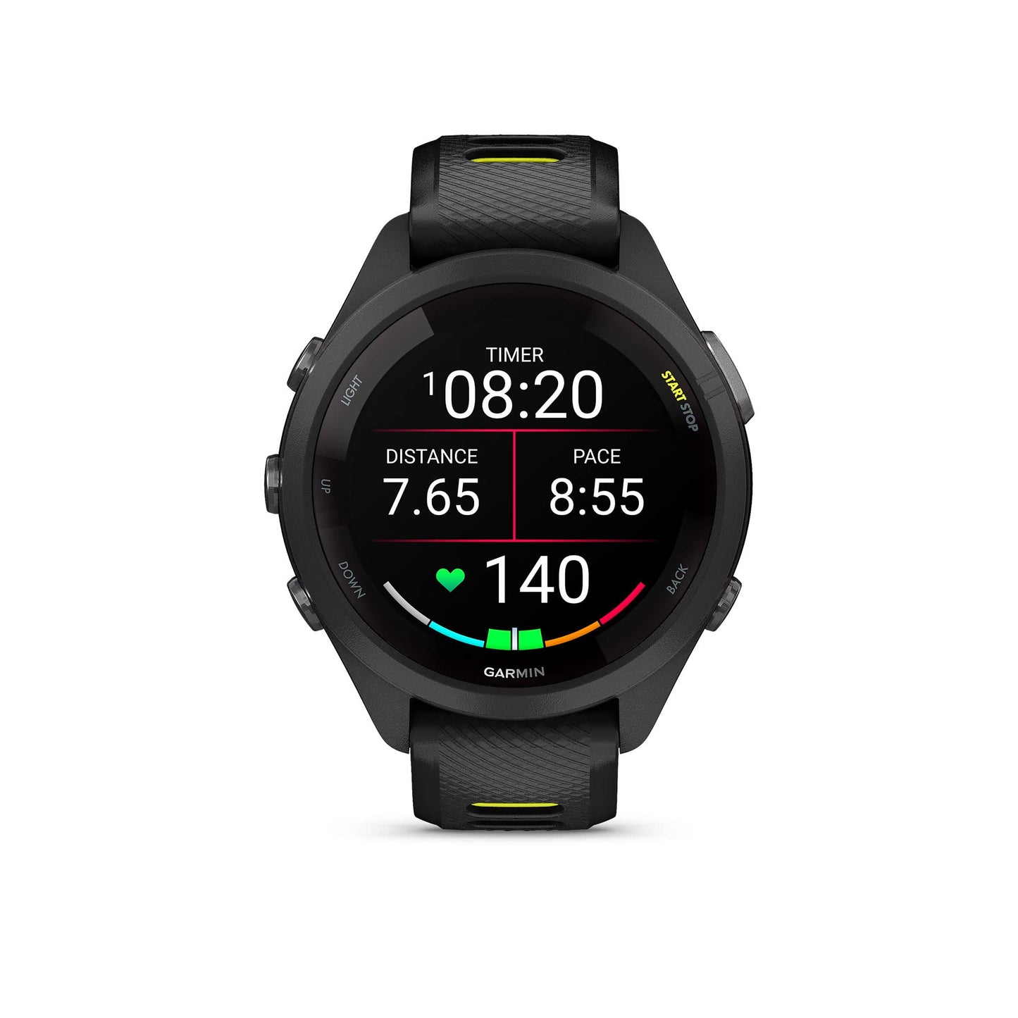 Garmin Forerunner 265S Running Smartwatch, Black and Amp Yellow, 42 mm