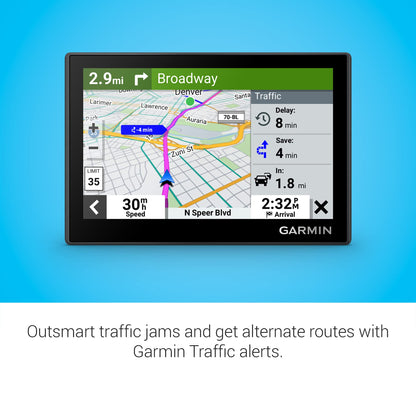 Garmin Drive™ 53 with Traffic, GPS Navigator, High-Resolution Touchscreen, Simple On-Screen Menus and Easy-to-See Map, Driver and Traffic Alerts