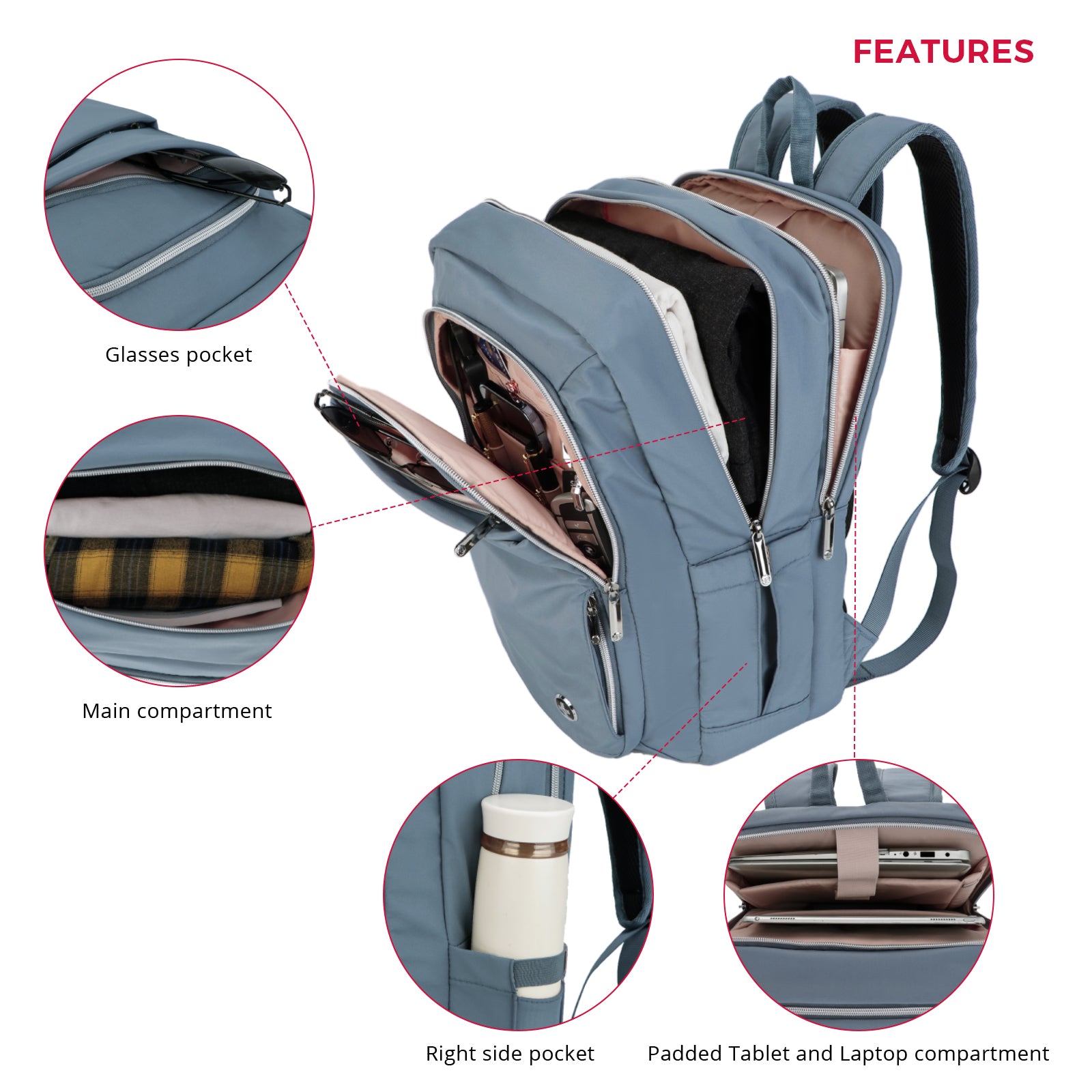 Swissdigital Katy Rose Night Blue Computer Backpack with Built In Appl