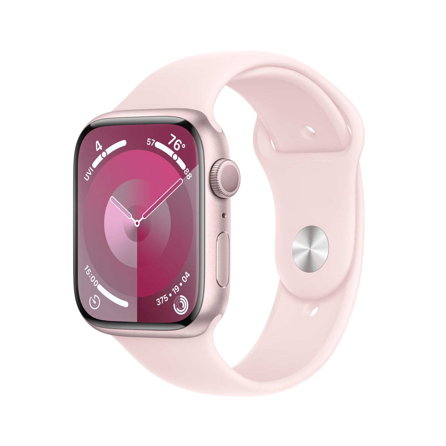 Apple Watch Series 9 GPS 45mm Pink Aluminum Case with Light Pink Sport Band - M/L (2023)